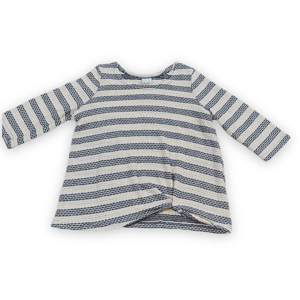 Dress Barn Sunday Sweater Womens Blue Off White Knit‎ Sweater Bracelet Sleeve